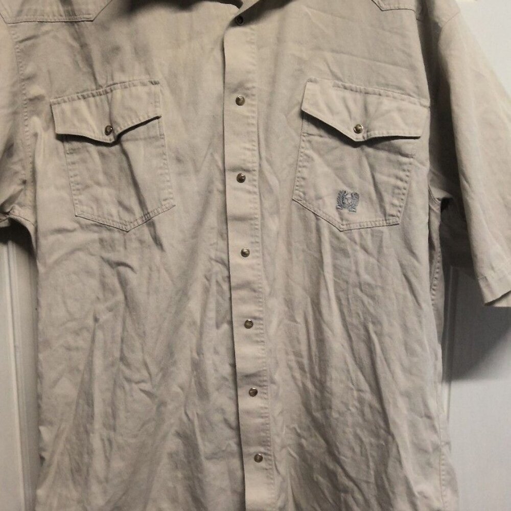 Roper Western Shirt Mens Large Beige Pearl Snap Cowboy Rodeo Rancher Country XXL